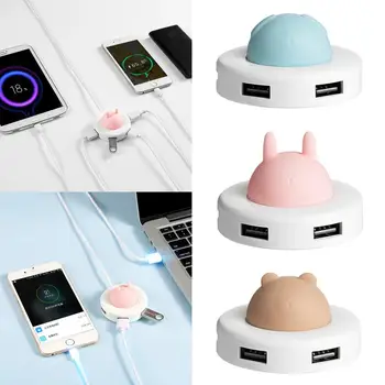 

4-Port USB Hub USB 2.0 Mini Size Cute USB Hub with Night Light USB Splitter Use Power Adapter Computer Accessories Hub For PC