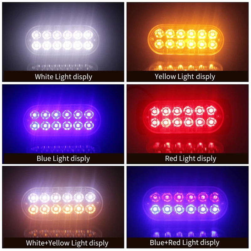 

12LED 36W Ultra-thin Strobe Light Motorcycle Side Light Red blue White Amber Truck Warning Police SignalDaytime running lights