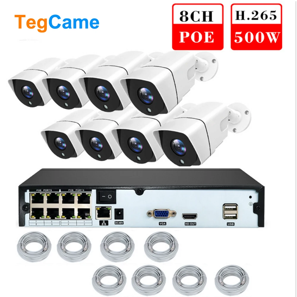 

8CH H.265 5MP POE CCTV Security System NVR Kit IR Outdoor Waterproof ip66 PoE IP Camera P2P Video Surveillance Set HDMI output
