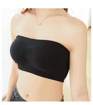 

Summer new ins style Women's Short Breast wrap with chest pad fashion Breathable Black and white champagne