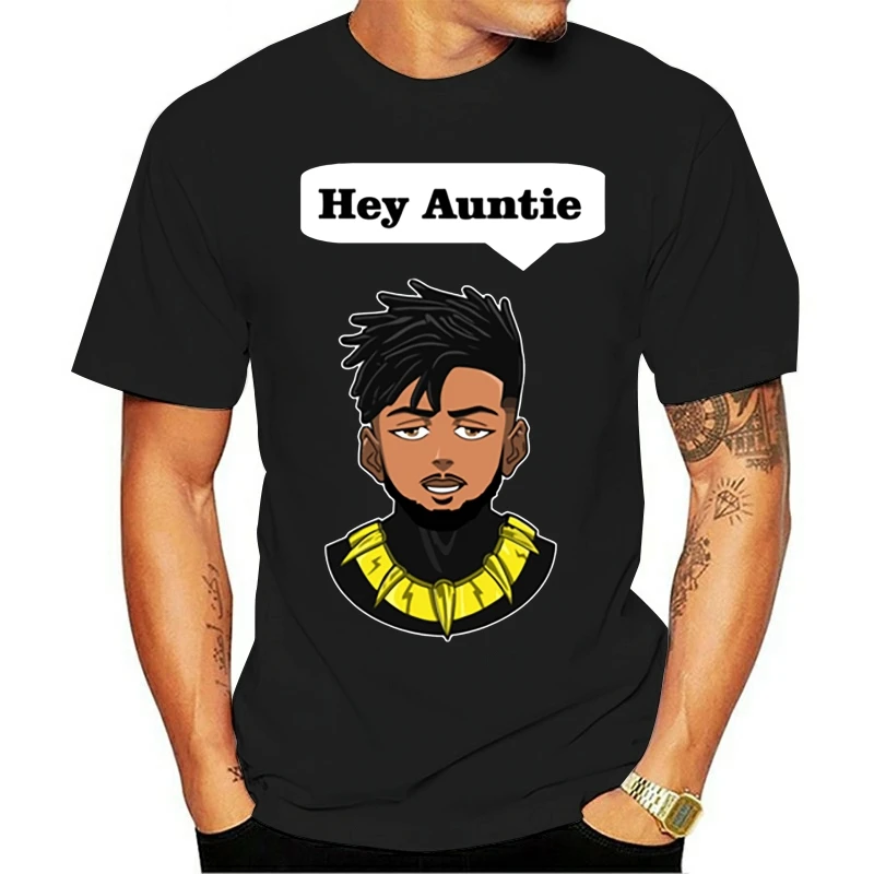 Модная Повседневная футболка из 100% хлопка новинка Killmonger Hey Auntie мужская одежда с
