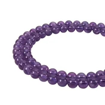

64Pcs 6mm Natural Amethyst Bead Grade AB Round Bead for Jewelry Craft Making