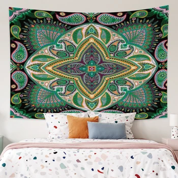 

Laeacco Mandala Tapestry Wall Hanging Blanket Flower Bedroom Home Decor Carpet Wall Cloth Beach Mat Art Tapestries Psychedelic