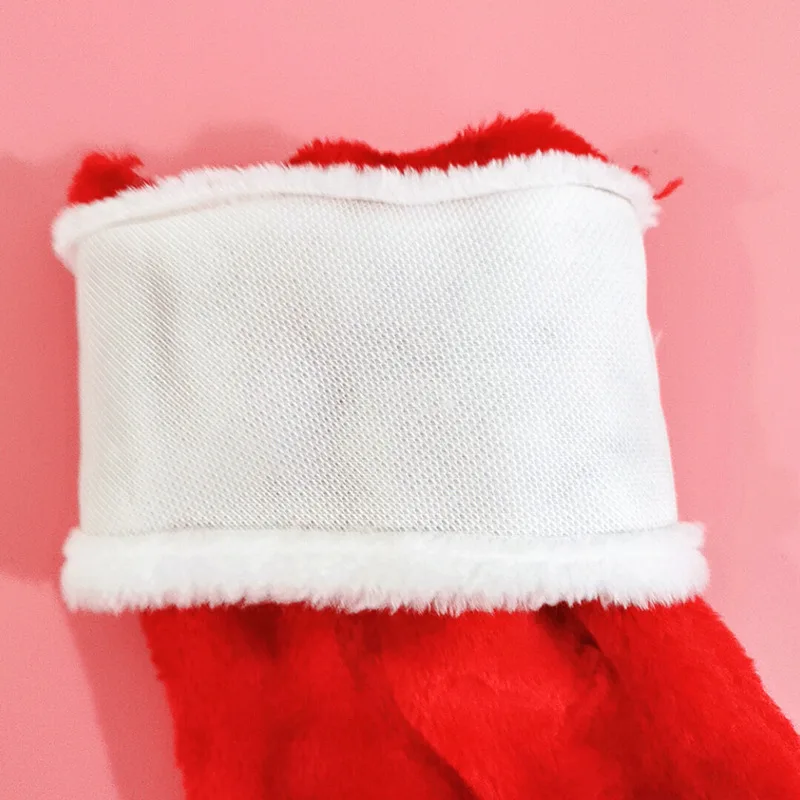 42cm Christmas Stockings White Plush Cuff Hanging Socks Personalized Gift Bag Stocking Decorations Season Fireplace Decor