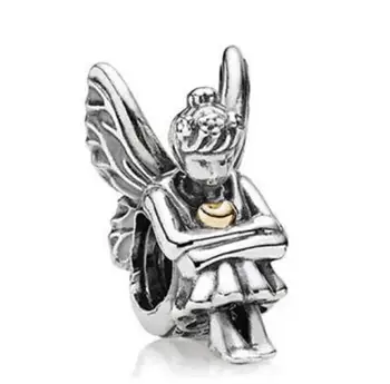 

Genuine 925 Sterling Silver Charm Vintage Cute Fairy Pixie With Love Heart Beads Fit Pandora Bracelet & Bangle Necklace DIY Jew