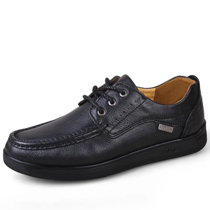

Autumn Genuine Leather Men Casual Shoes Breathable Lace-up Oxfords Dress Business Formal Wedding Party Big Size38-47 Flats *8893