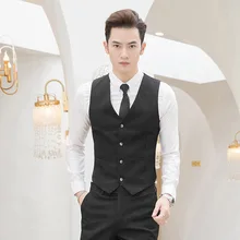 Стиль мужской костюм жилет приталенный Модный повседневный мужской жилет рабочая одежда официальная одежда жилет