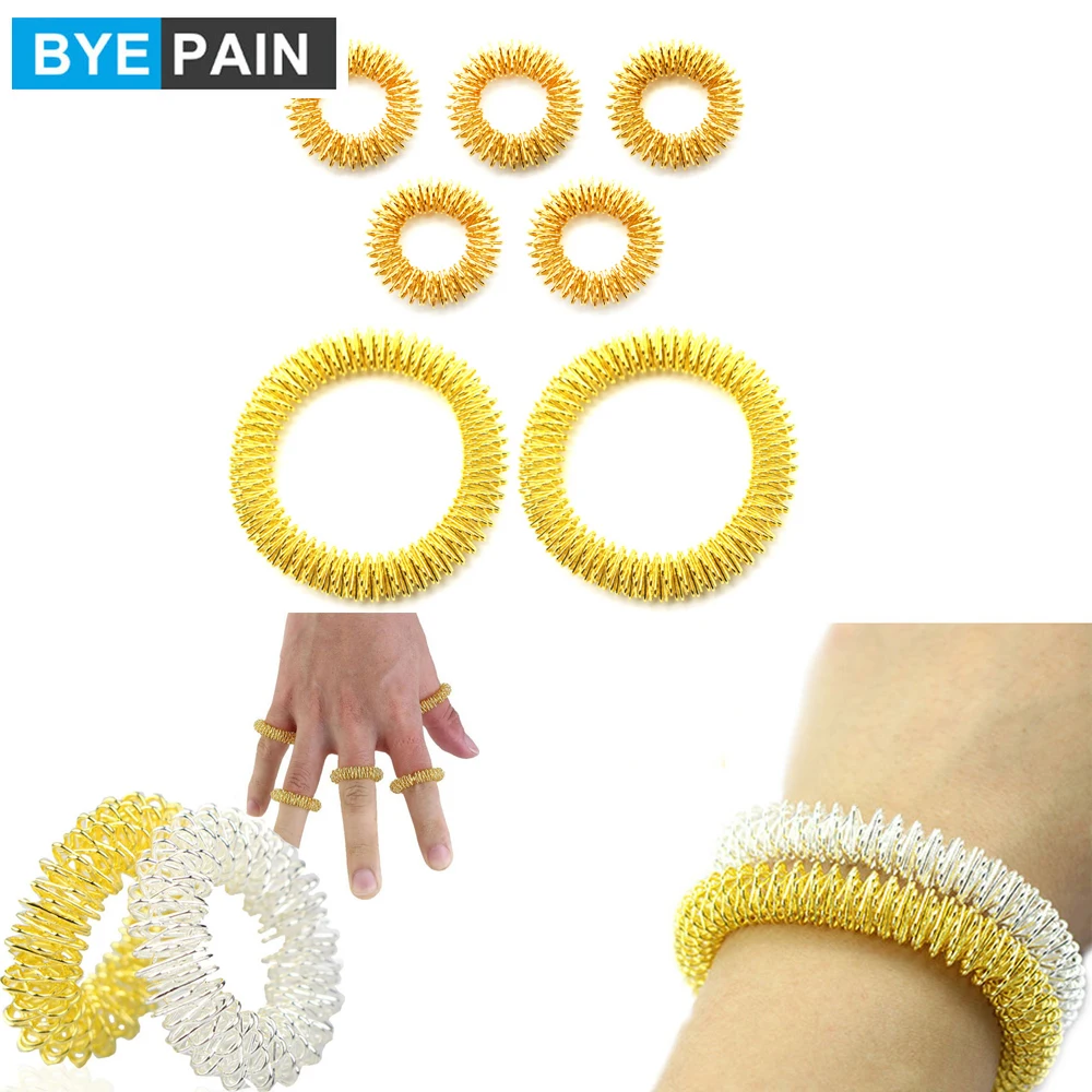 BYEPAIN 5 шт. акупрессуровые массажные кольца + 2 на запястье китайская медицина