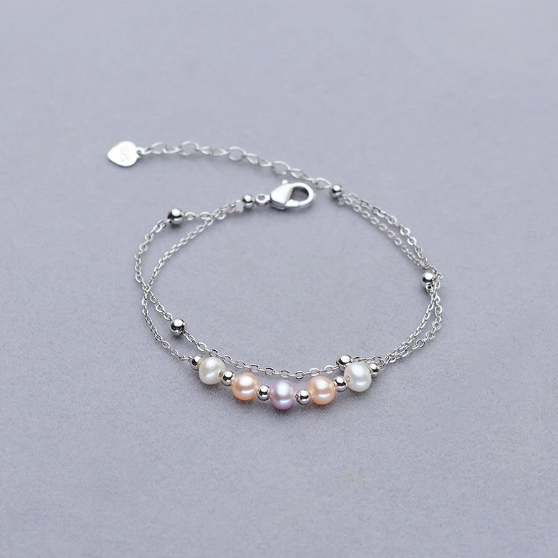 Два ряда настоящий натуральный пресноводный жемчуг браслет классический браслет модные украшения, 10 шт./лот