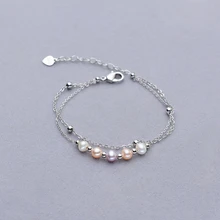 Два ряда настоящий натуральный пресноводный жемчуг браслет классический браслет модные украшения, 10 шт./лот