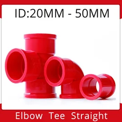 Red PVC Water Pipe Fittings Connector Elbow Tee Straight Joints Aquarium Fish Tank Garden Irrigation