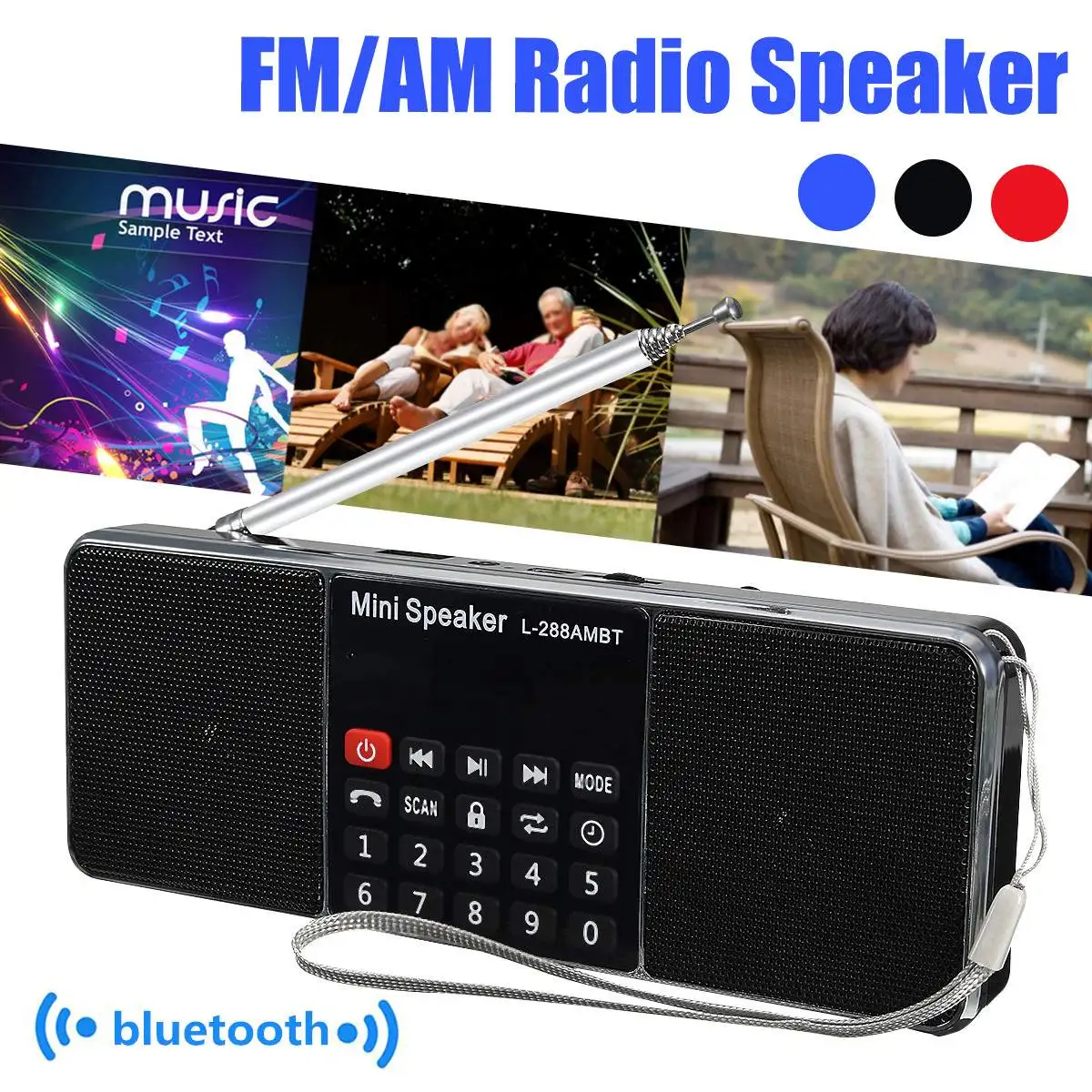 bluetooth Portable LCD FM//AM Radio Stereo Speaker MP3 Music Player Micro SD