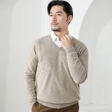 Кашемировый свитер мужской чистый кашемир толстый свободный свитер с высоким воротником V однотонные шерстяные свитера свитер зимний