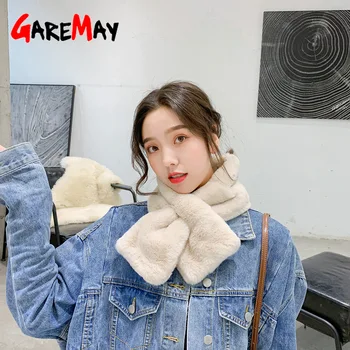 

Women's Fur Scarves Natural Rabbit Scarf Women Winter Warm Leopard Thicken Plush Faux Fur Muffler Bufandas Invierno Mujer 2020