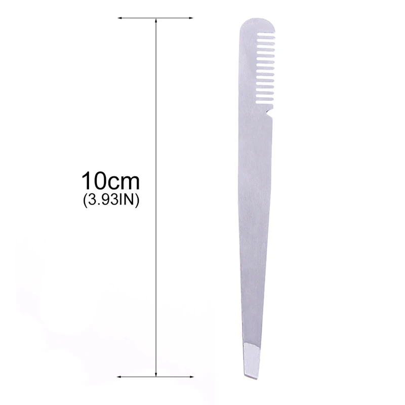 1Pcs Eyebrow Tweezer With Eyebrow Brush Comb Stainless Steel Eyelashes Extension Tweezers Double Eyelids Pinzette Clip