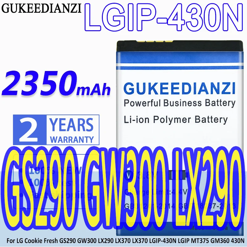 Аккумулятор GUKEEDIANZI 2350mAh для LG Cookie Fresh GS290 GW300 LX290 LX370 LGIP-430N LGIP MT375 GM360 430N | Мобильные