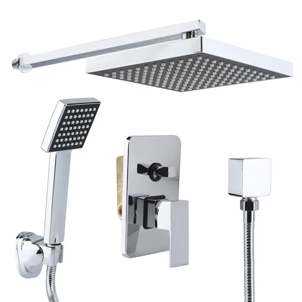 

Square Rainfall Shower Head Set Water-Saving Bath Sprayer Kit Bath Ceiling Rain Sprinkler Durable Bathroom Showerhead Sliver