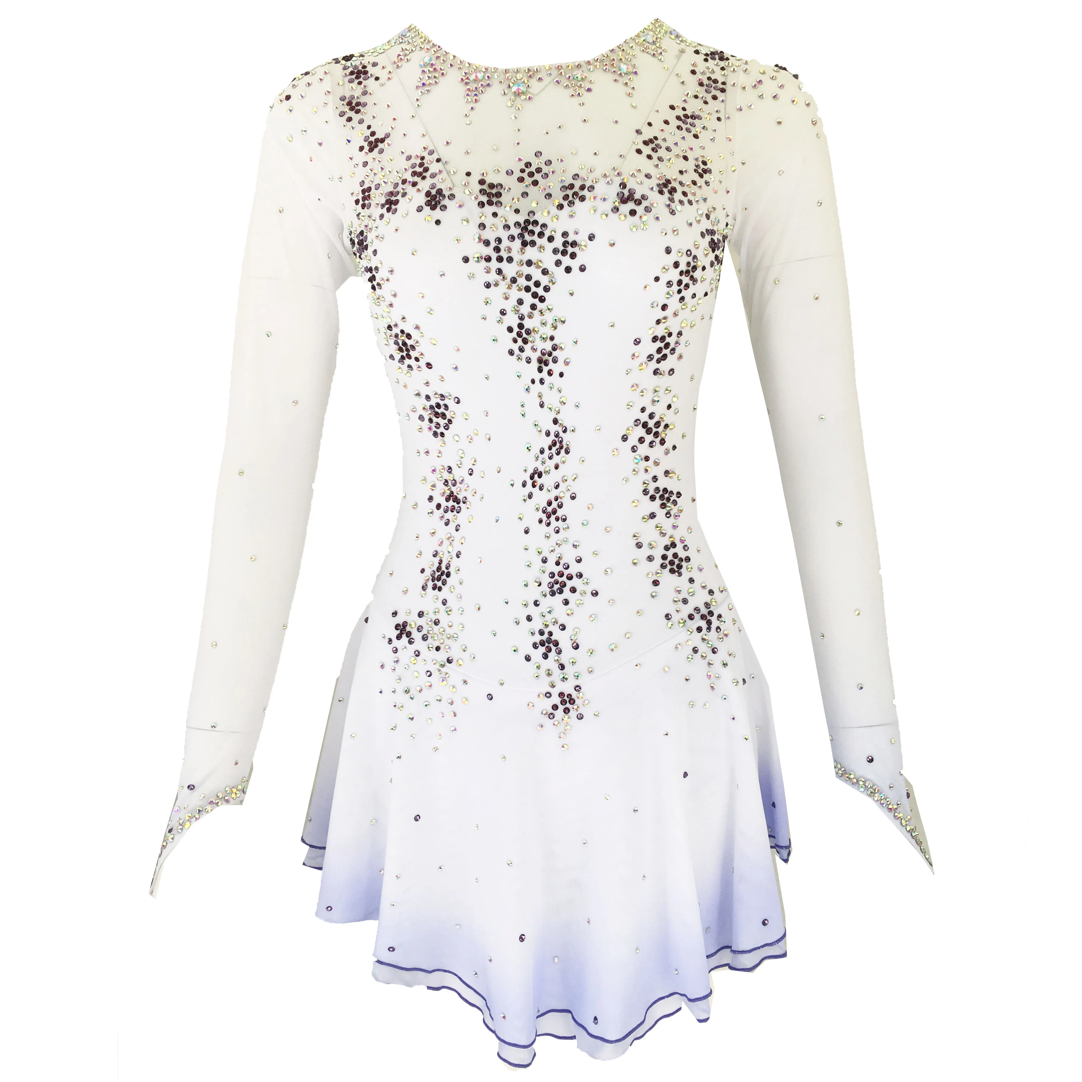 

White Figure Skating Dress Women's Girls' Ice Skating Dress Khaki Open Back Spandex High Elasticity Training Skating