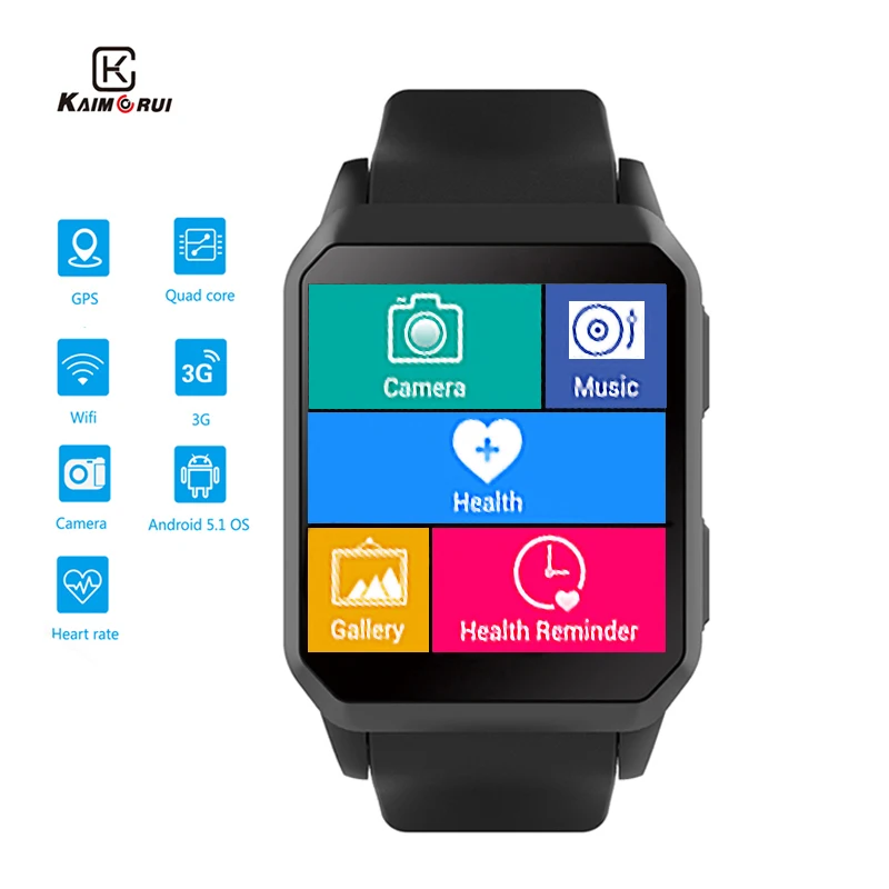  Kaimorui KW06 Smart Watch Men Heart Rate Bluetooth 3G Smartwatch with SIM Card GPS WiFi Watches And - 33000033764