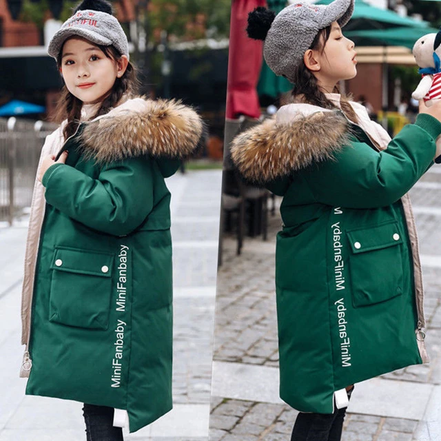 Doudoune à Capuche pour Fille de 6 à 14 Ans, Parka Longue avec Fermeture  Éclair, Col en Fourrure, Vêtements de Noël pour Enfant, Hiver - AliExpress