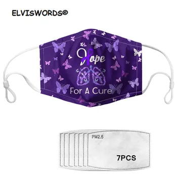 

ELVISWORDS Pink Purple Print Breast Cancer Women Mask with 7 Filters masque Non-disposable Washable Adult Kids Mouth Face Mask