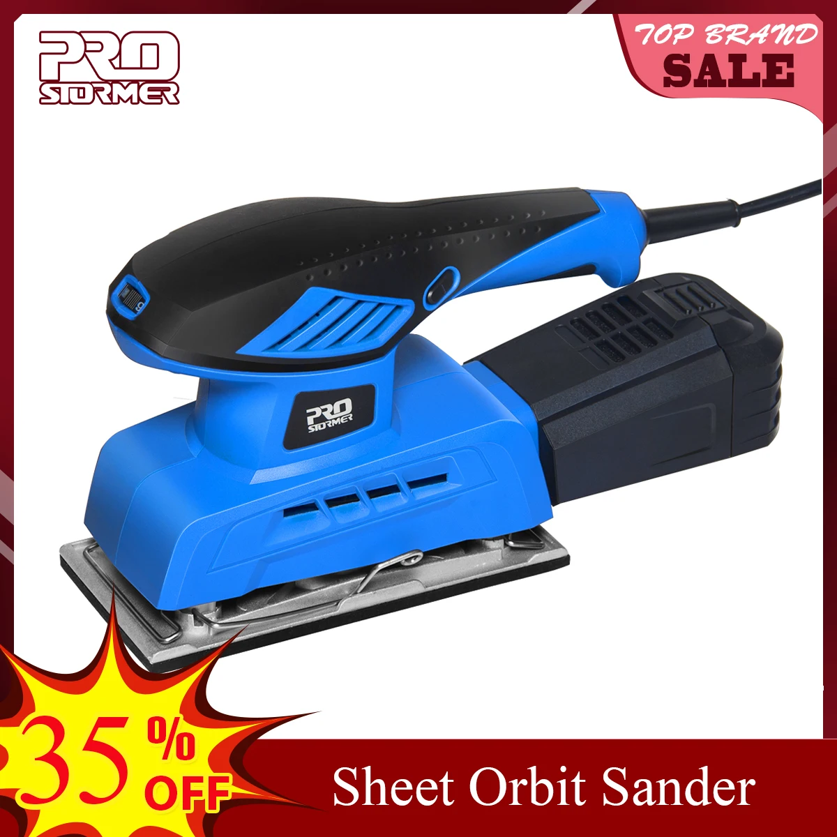 

Prostormer 240W Sheet Random Orbit Sander Tools 7 Variable Speed Random Sheet Sander Polisher 20Pcs Suitable For Home Woodwork