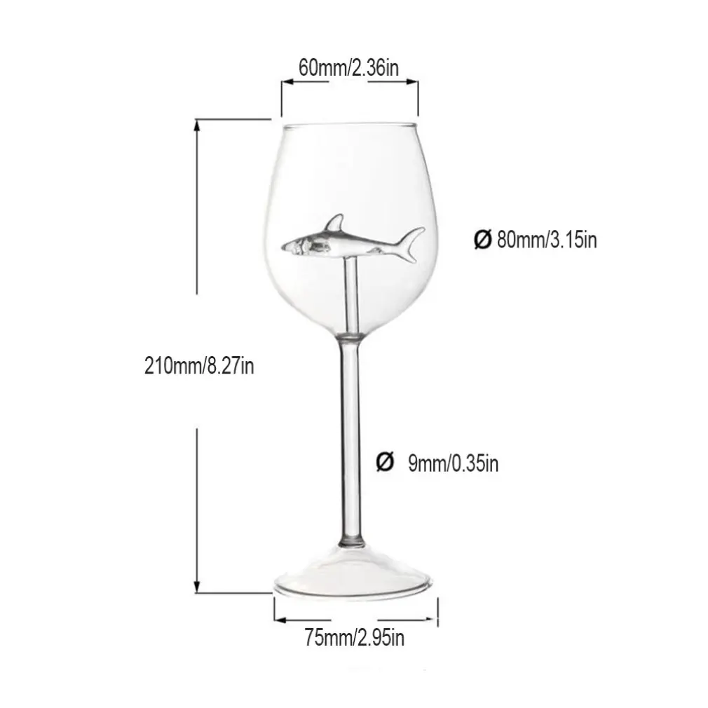 Creative Glass Red Wine Glass Goblet Cocktail Glass Fully Clear Wine Glass Exquisite Round Shark Wine Glass