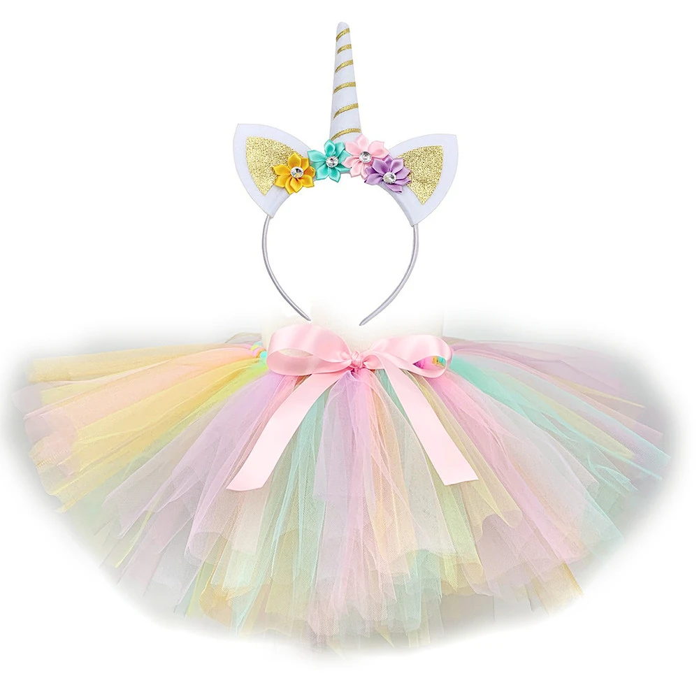 Pastel Unicorn Tutu Skirt Baby Girls Birthay Party Tutu Kid Ballet Dance Tulle Skirt Children Unicorn Costume Carnival Holiday elvira costume