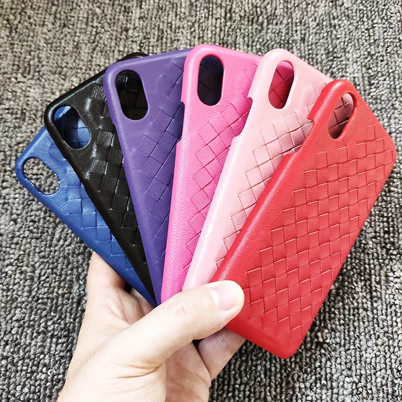 

Fashion Woven Pattern Genuine Sheep Lamb Leather Case For iPhone 5 6 6S 7 8 Plus X XR XS Phone Cover For iPhone XS MAX Back Case