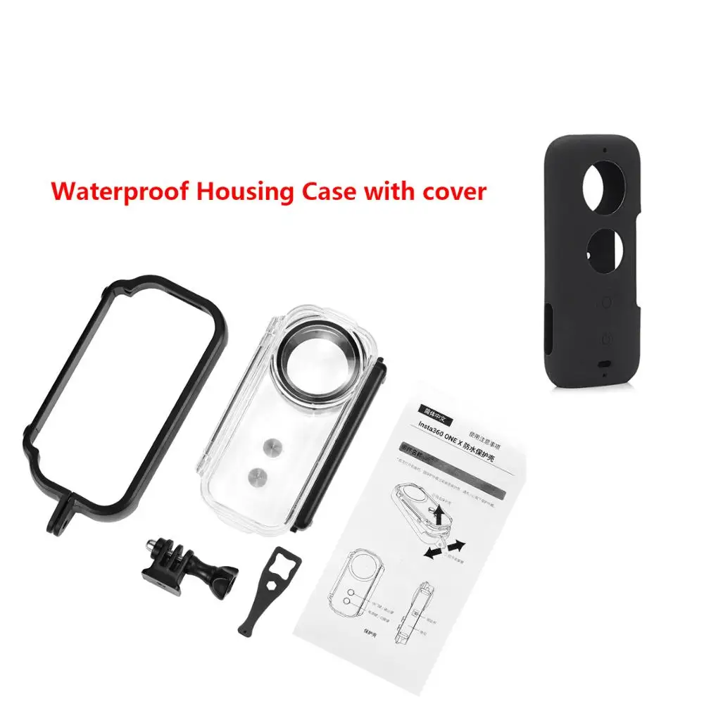 EACHSHOT 30M/90FT Waterproof Housing Case Protective,Underwater Housing Shell Diving Case for Insta360 ONE X Action Camera - Цвет: case with cover
