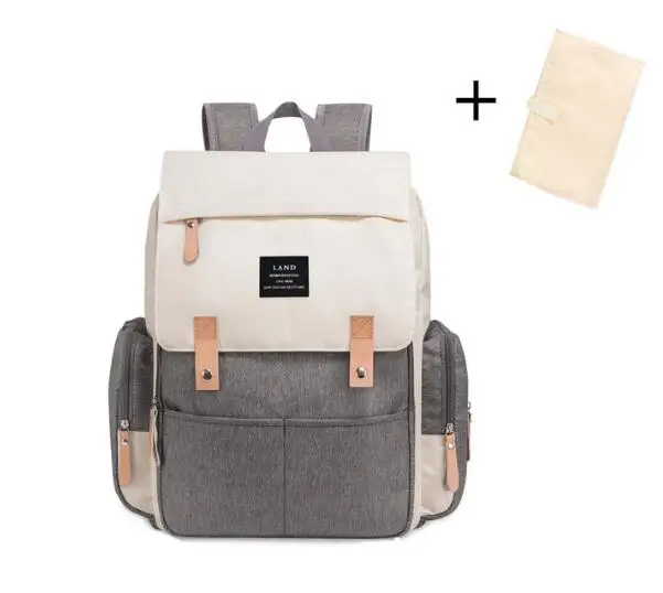 Сумка для подгузников, большая вместительность, брендовая детская сумка, дорожные рюкзаки для беременных, водонепроницаемый рюкзак для подгузников для мамы, папы, дропшиппинг - Цвет: beige gray