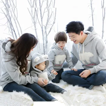 

Parent-Child Matching Outfit Spring and Autumn 2020 New Polar Bear the Whole Family a Family of Three Photos
