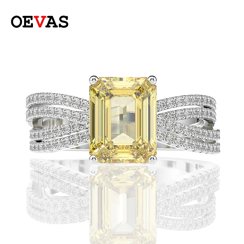 

OEVAS Top Quality Luxury 100% 925 Sterling Silver Citrine Diamonds Gemstone Wedding Engagement Ring Fine Jewelry Gifts Wholesale