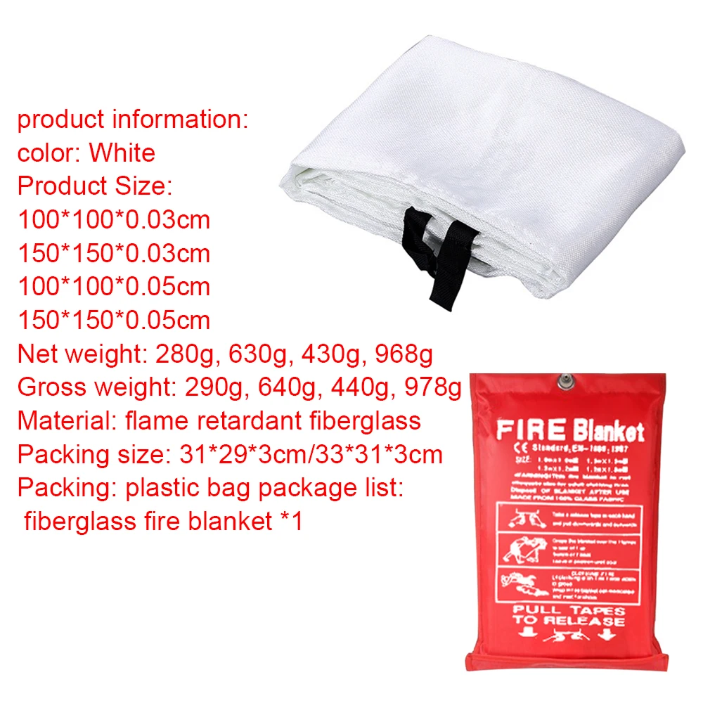 Fire Emergency Blanket Flame-Retardant Saftety 1m Sealed Work Place Camping Safety Fire Blanket