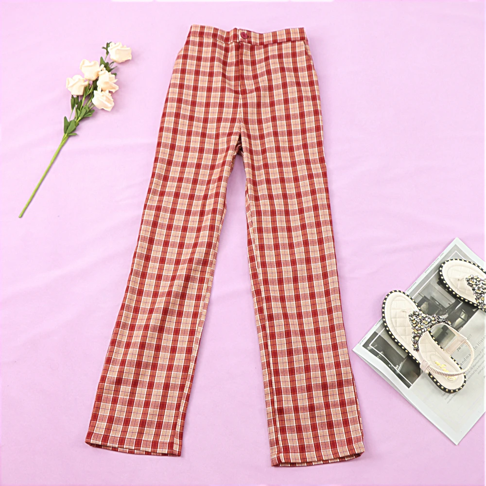 chequered pants womens