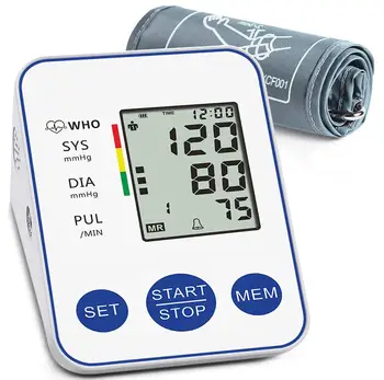 

Automatic Digital Blood Pressure Monitor Upper Arm LCD Blood Pressure Monitors with Large Cuff Home BP Heart Rate Pulse Meter