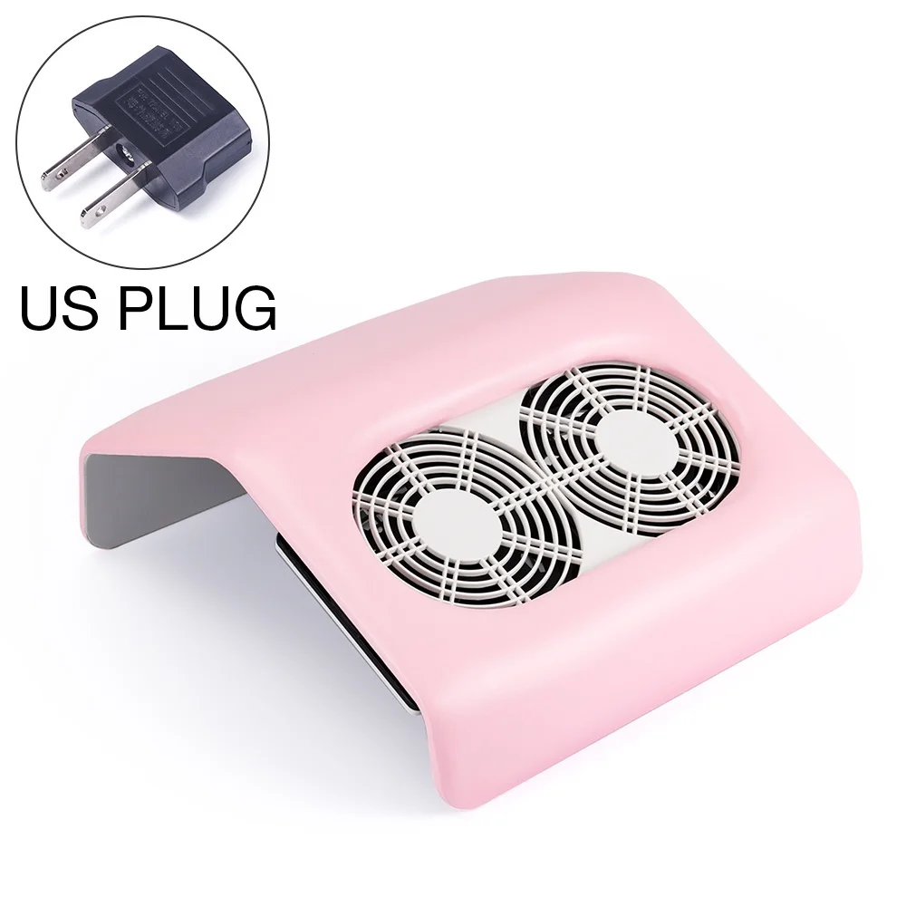 US PLUG (100-110V) 65 Вт Мощный гвоздь пылесборник маникюрный аппарат пылесос с 2 вентиляторами УФ-гель для ногтей Инструменты розовый гвоздь пыль всасывания - Цвет: US PLUG (100-110V)