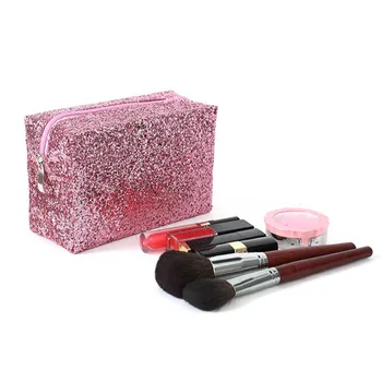 

Makeup Bags Sequin Square Travel Cosmetic Bag Glitter Sequin Clutch 3 piece