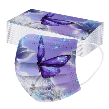

20pcs Adult Disposable Face Mask 3-layer Filter Earloops Protection Face Masks Butterfly Printing Elastic Mouth Mask Mondkapjes