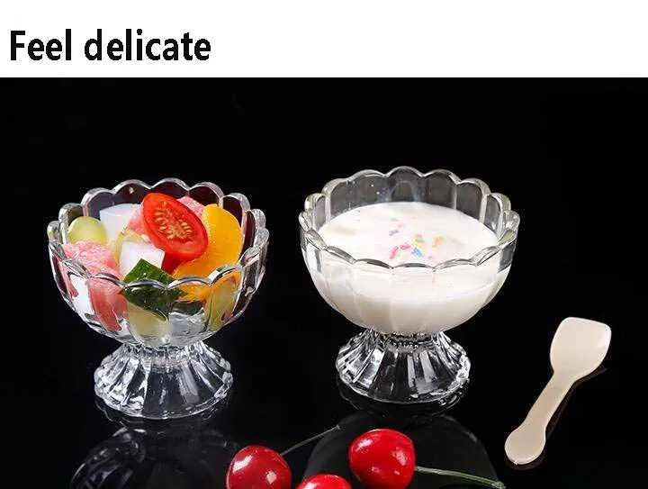 Стеклянная Бессвинцовая прозрачная чашка для десерта, сока, салата, стакан для молока, чая, молочного коктейля, чашка для мороженого, чашка для мороженого, стакан для воды