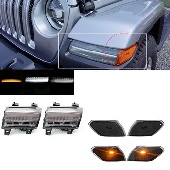 

Front Fender Flares Smoked LED Side Marker Light Daytime Running Light DRL Amber Turn Signal Lamp For Jeep Wrangler JL 2018 2019