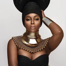 Chokers Necklaces Jewelry Geometric-Collar Metal Boho-Design Women Statement African