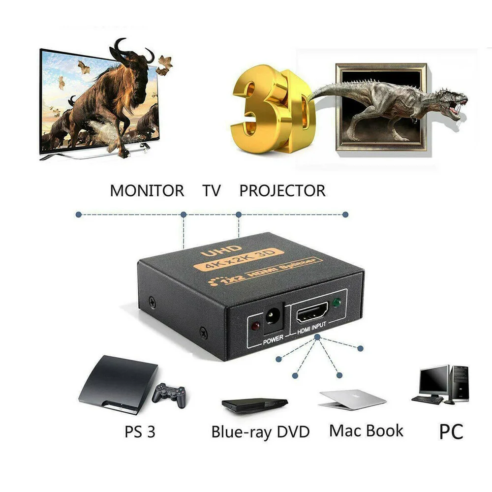 3D 4K* 2K Full HD1080p HDMI сплиттер 1*4/1*2 порт концентратор повторитель усилитель прочный жесткий металлический материал