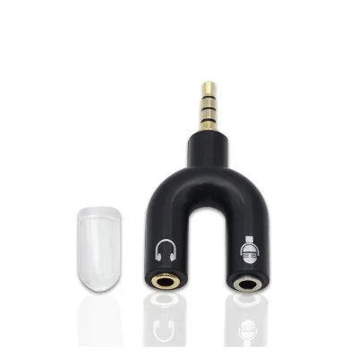 100pcs Mobile Phone Adapter Kit U Shape 3 5mm Y Splitter For Audio Cordless Hands free Gaming Headphone And Microphone