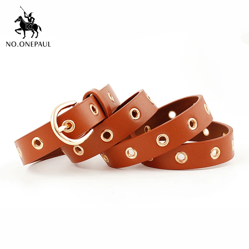 

NO.ONEPAUL Hollow high quality belt fashion casual Alloy pin buckle Belt Delicate belts women's retro Women belt new students