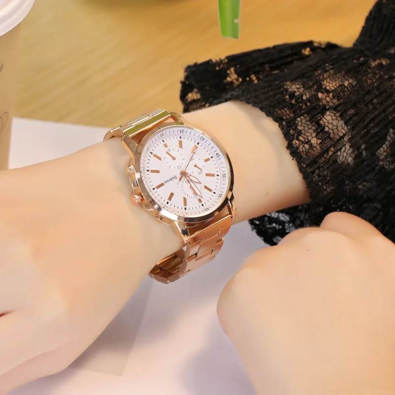 

Hot Selling Steel Belt Three Eyes Watch Gift Fashion Watch Women's Versatile