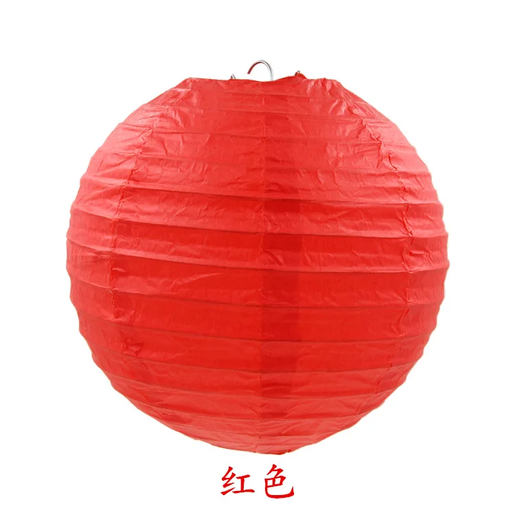 Для свадьбы или «нулевого дня рождения» День Рождения украшения 10-15-20-25-30-35-40см Белый Круглый Китайский бумажный фонарь Цветочные шары из бумаги - Цвет: Red