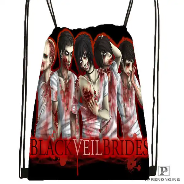 

Custom Black-Veil-Brides Drawstring Backpack Bag Cute Daypack Kids Satchel (Black Back) 31x40cm#180611-01-08