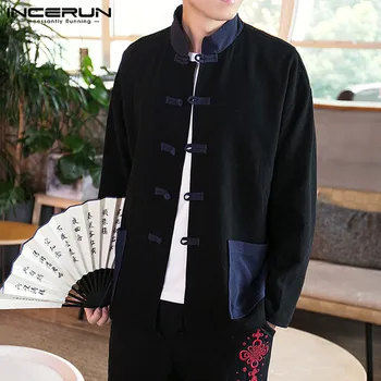 

INCERUN Chinese Traditional Men Casual Shirt Stand Collar Button Streetwear Vintage Elegant Shirt Men Long Sleeve Camisas Hombre