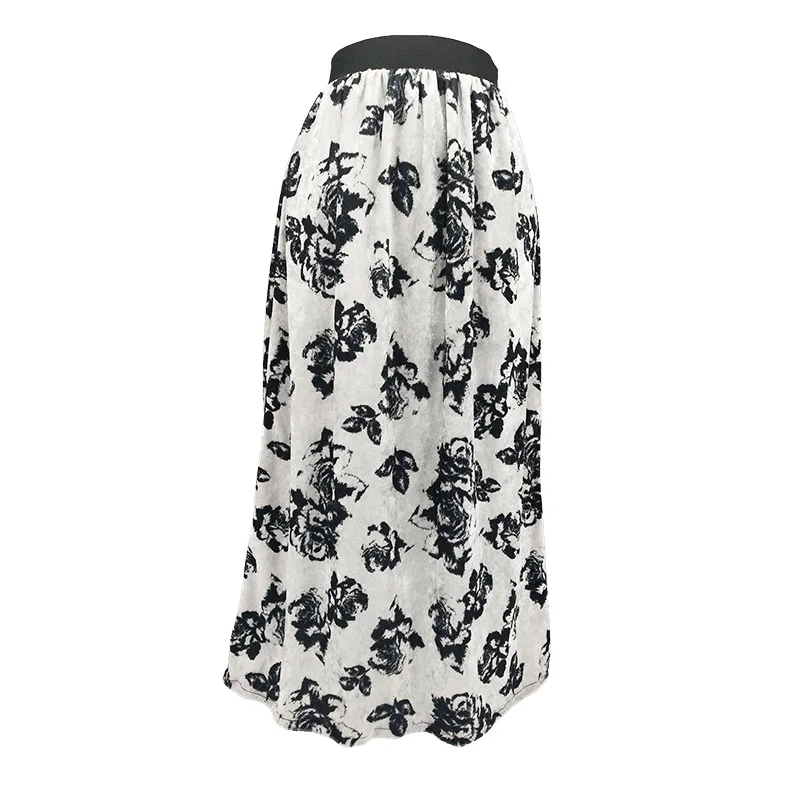 Women Floral Printed Long Skirt A-Line Skirt Casual Skirt Women Skirts LS005